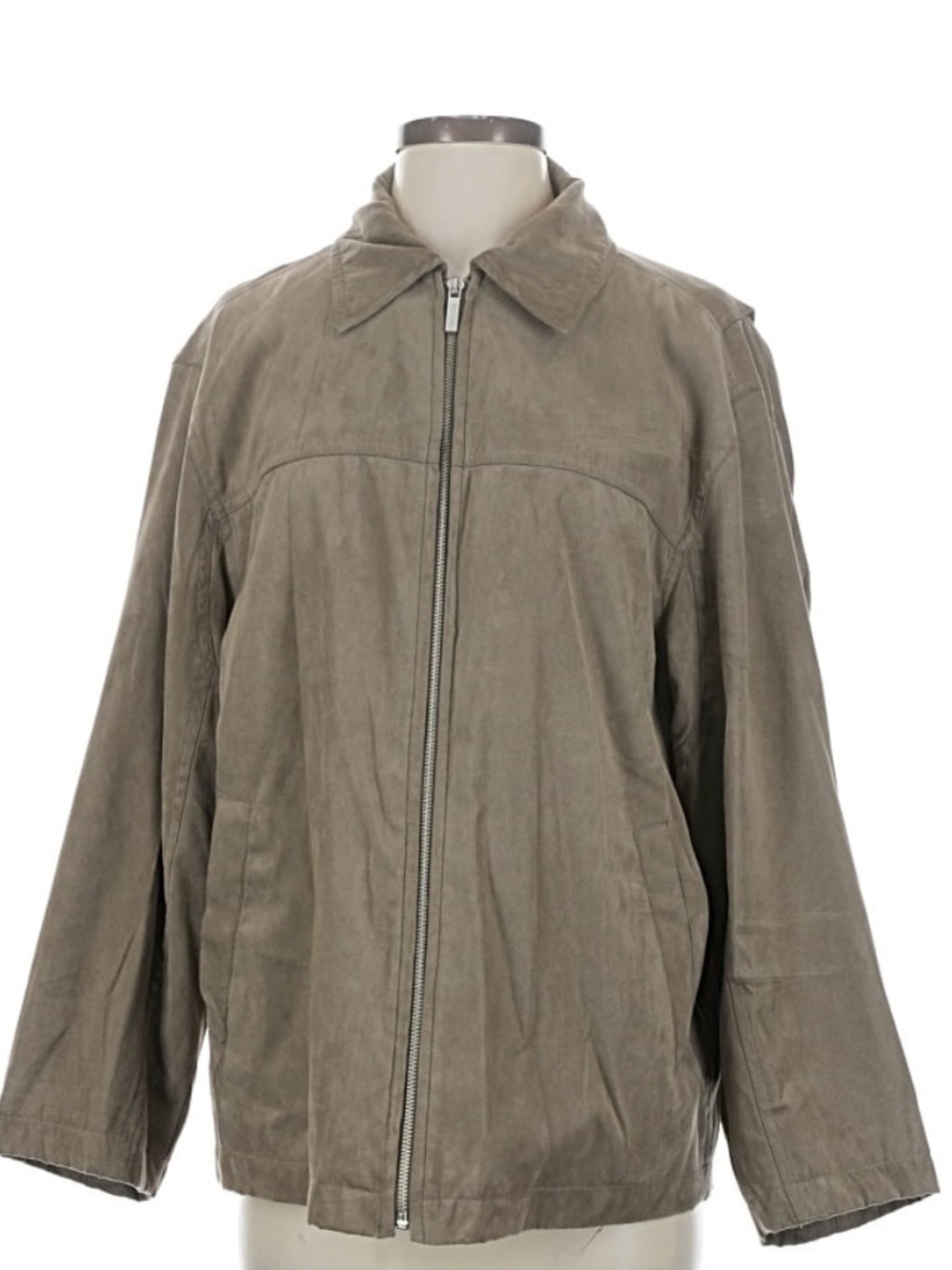 CALVIN KLEIN faux suede zip-up collared jacket